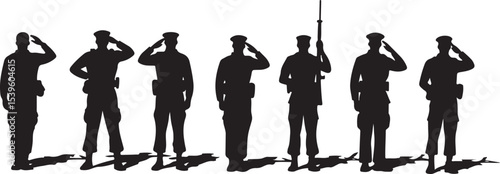 Standing soldier silhouette vector military man