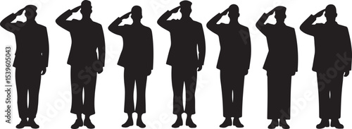 Standing soldier silhouette vector military man