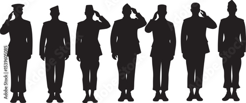 Standing soldier silhouette vector military man