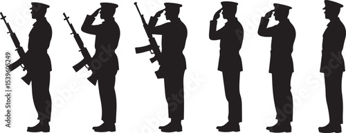 Standing soldier silhouette vector military man