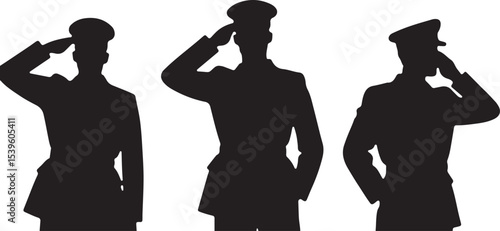 Standing soldier silhouette vector military man