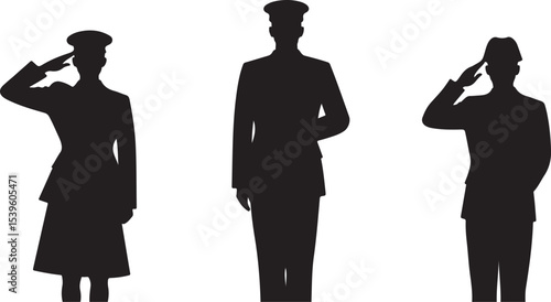 Standing soldier silhouette vector military man