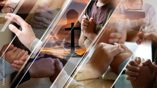Christian Religion concept background. card design template.	