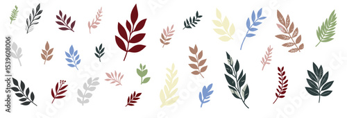 This image features various scattered leaves in diverse colors, ideal for websites and blogs about autumn, nature, seasonal changes, environmental themes, and decorative patterns.

