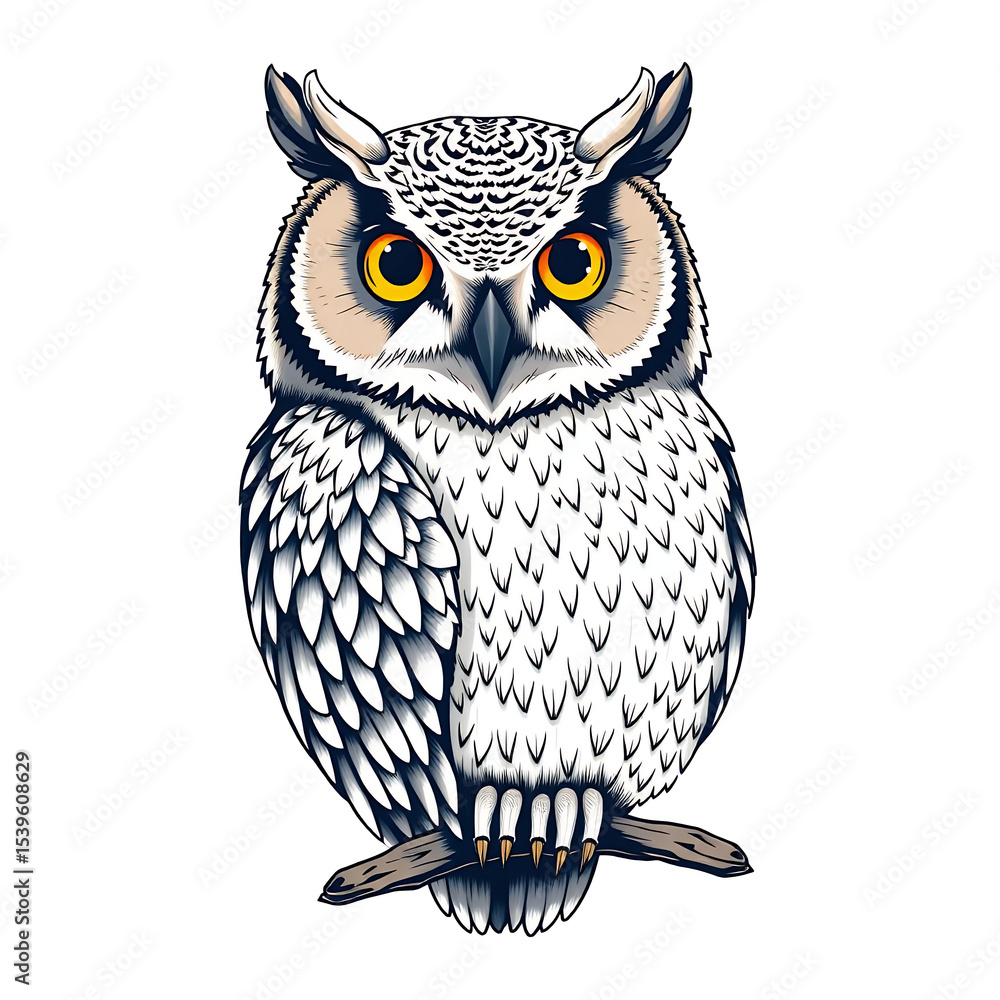 Fototapeta premium Wise Owl Illustration Graphic Design Vector Art