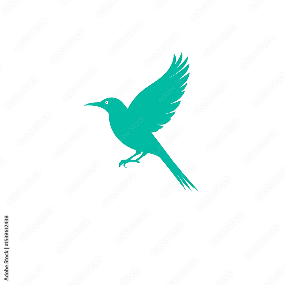 Fototapeta premium Teal Bird Flying Illustration Graphic Design Vector