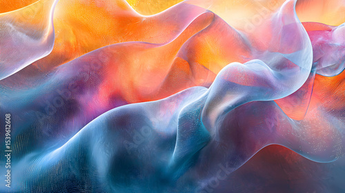 Dynamic abstract composition of colorful waves and light patterns, symbolizing technology