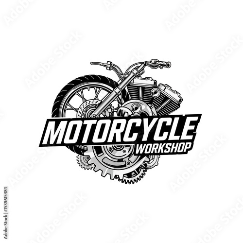 very cool motorcycle repair shop logo