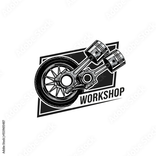 very cool motorcycle repair shop logo