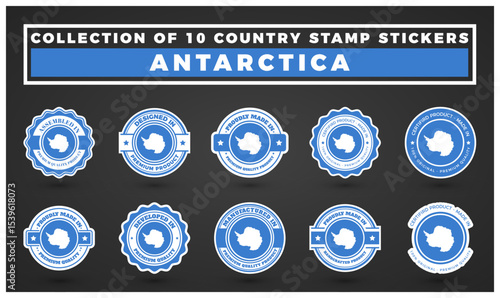 Collection of 10 Antarctic Country Stamp Stickers