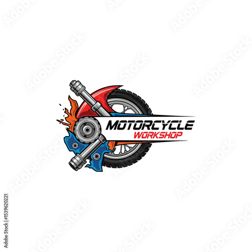 very cool motorcycle repair shop logo