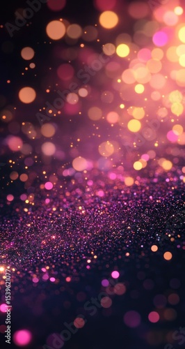 Abstract bokeh with vibrant pink and gold glitter