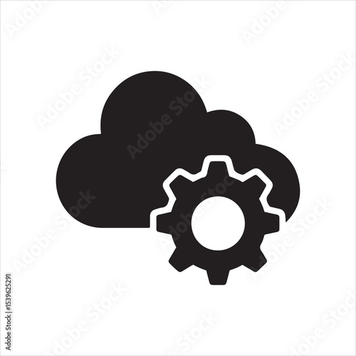 Cloud computing technology gear icon vector graphic