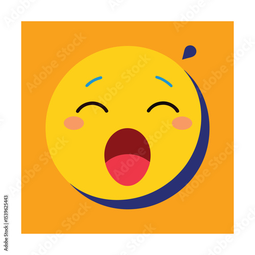 Sleepy Emoticon with Drooping Eyes and Yawn
