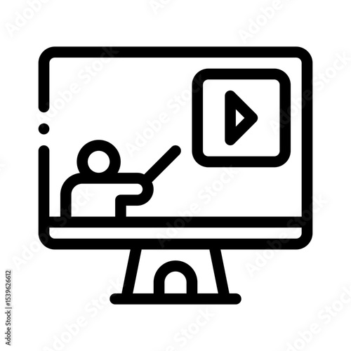 video lecture line icon
