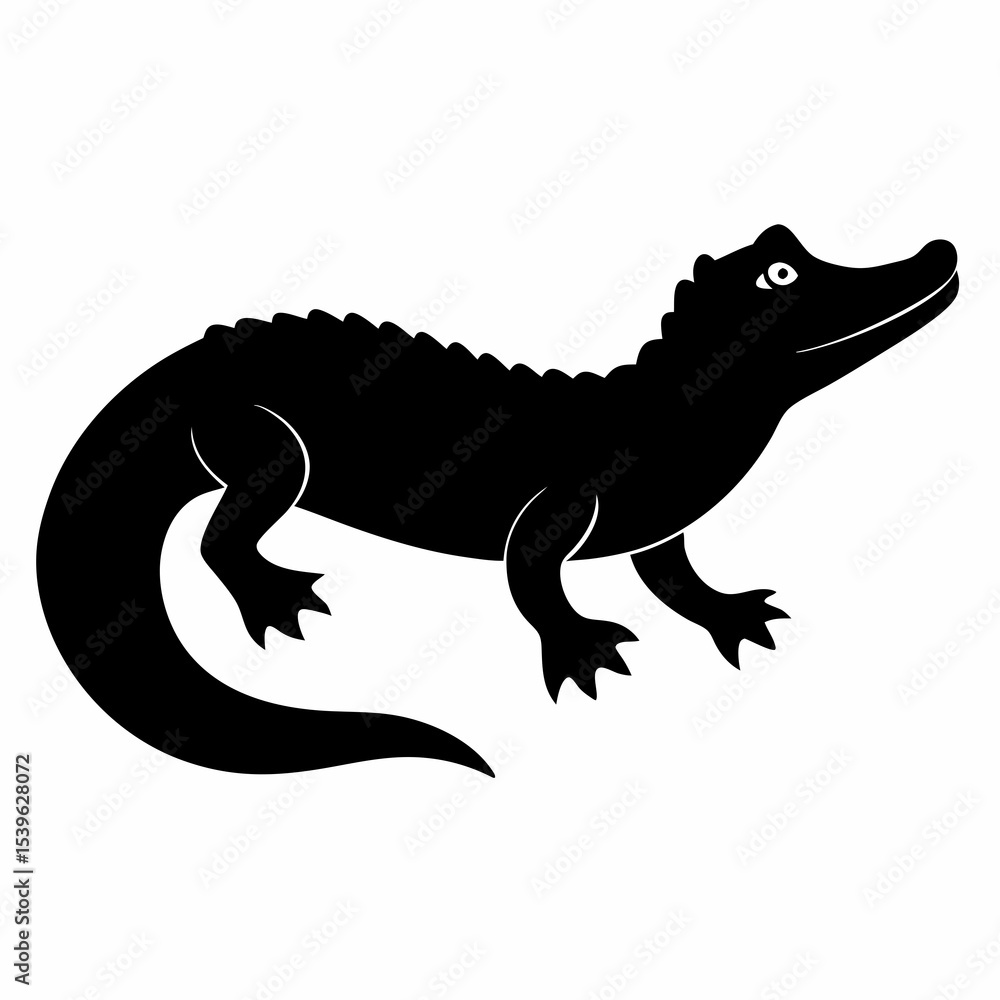 Fototapeta premium Crocodile silhouette vector on white background