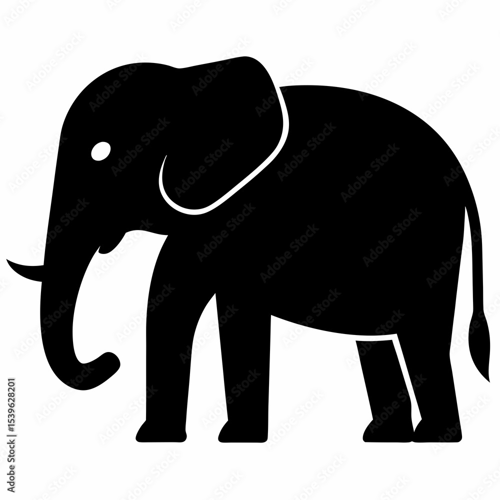 Fototapeta premium A silhouette elephant black and white logo clip art