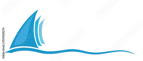 The symbol of blue sailing vessel in sea.