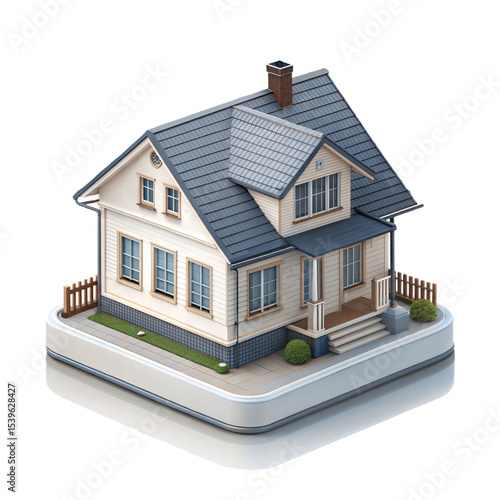 3D Home Icon in Matte Material Style on White Background