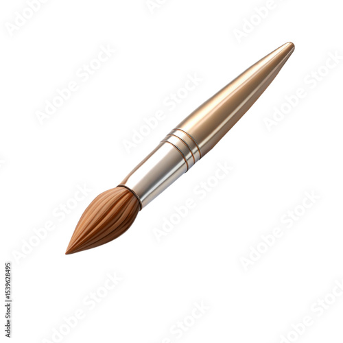 3D Paintbrush Icon in Marble Material Style on White Background
