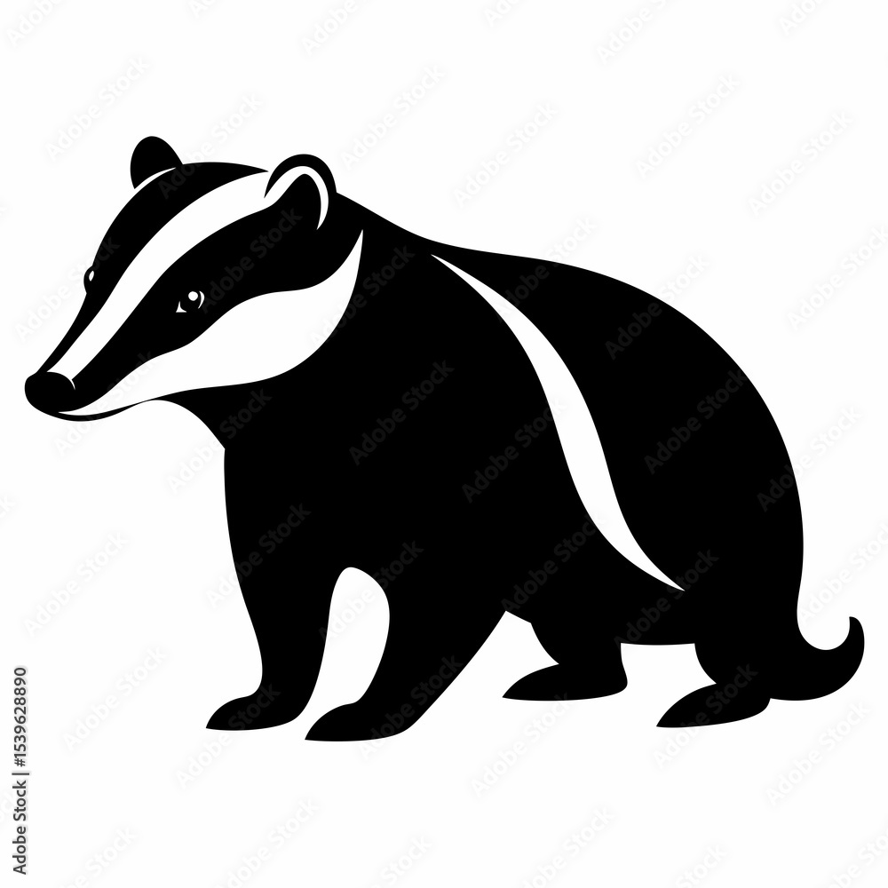 Obraz premium Badger Silhouette Vector Illustration