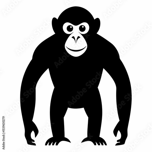 Black and White Chimpanzee Animal Logo