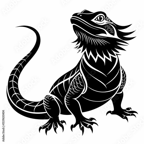 bearded dragon silhouette vector illustration white background