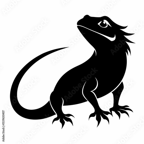 bearded dragon silhouette vector illustration white background