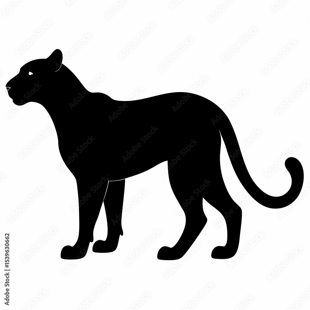 Fototapeta premium Black silhouette of panther,