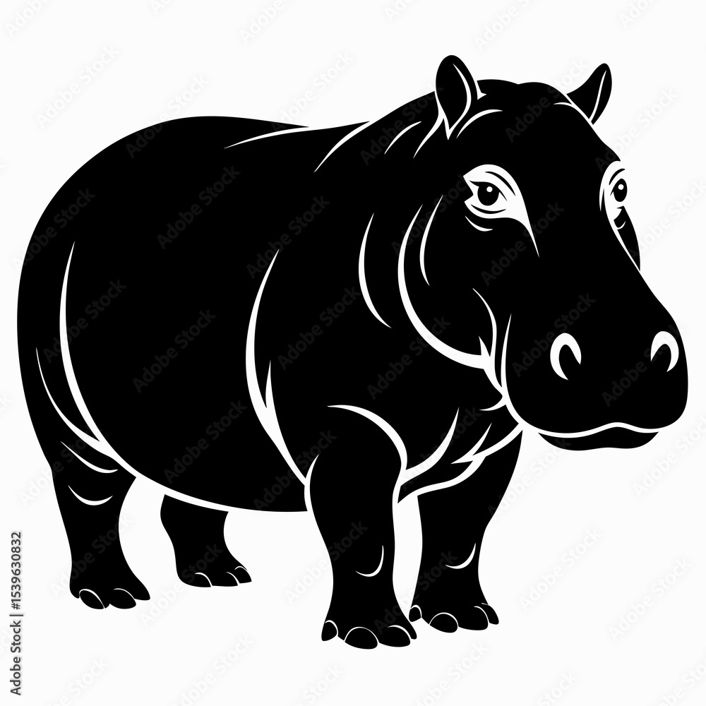 Fototapeta premium A black rhinoceros drawing with a rhinoceros 