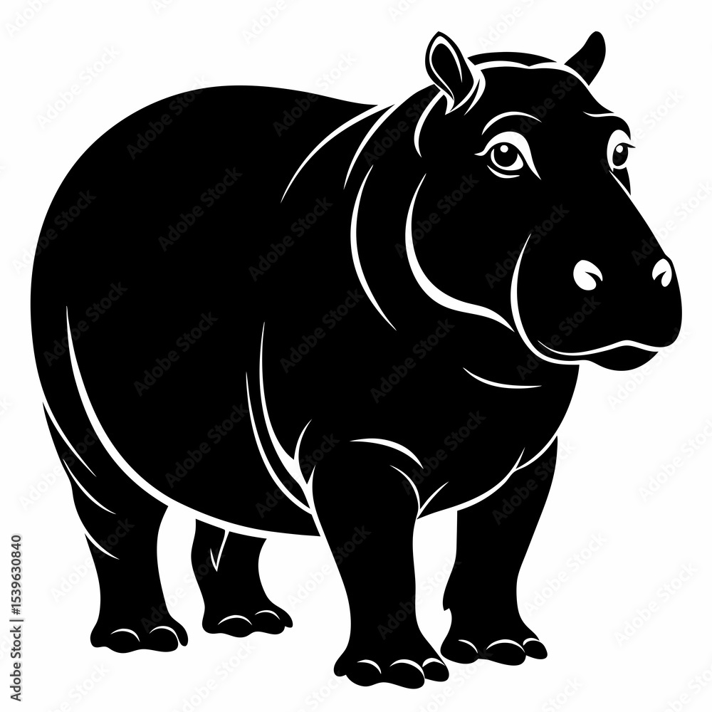 Fototapeta premium A black rhinoceros drawing with a rhinoceros 