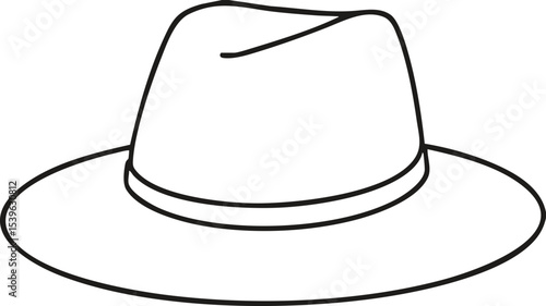 Line drawing of fedora for coloring
