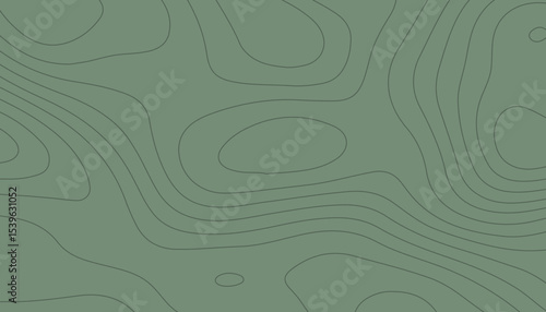 Green Topographic Map Background with Contour Line Pattern
