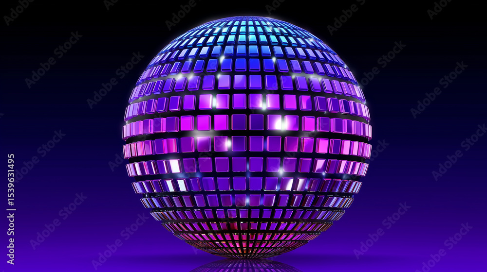 Obraz premium Abstract Sphere with Blue and Purple Tiles on Dark Background 3D Render