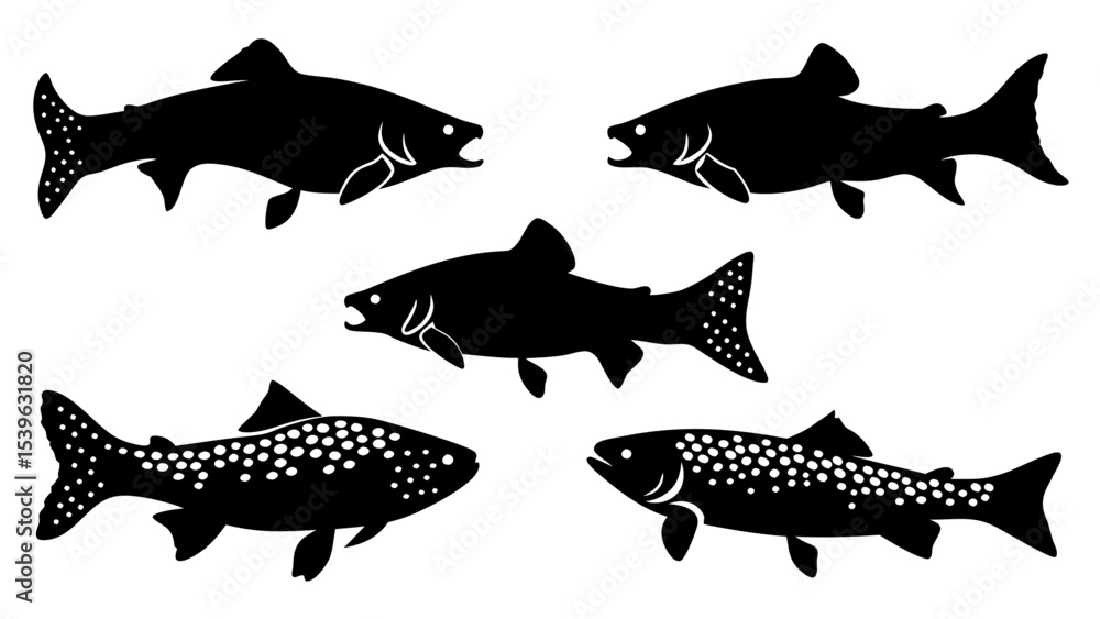 Obraz premium Set of modern illustration of fish