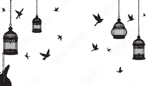 vector illustration of a bird cage, vector, illustration, silhouette, design, icon, helicopter, art, woman, fashion, black