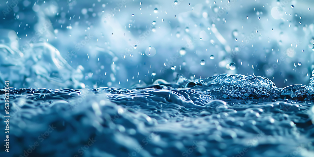 Ripples of Calm: Water Droplets Dancing in Blue Harmony Ripples of Calm: Water Droplets Dancing in Blue Harmony