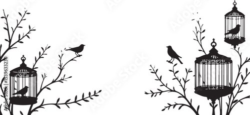 vector illustration of a bird cage, vector, illustration, silhouette, design, icon, helicopter, art, woman, fashion, black