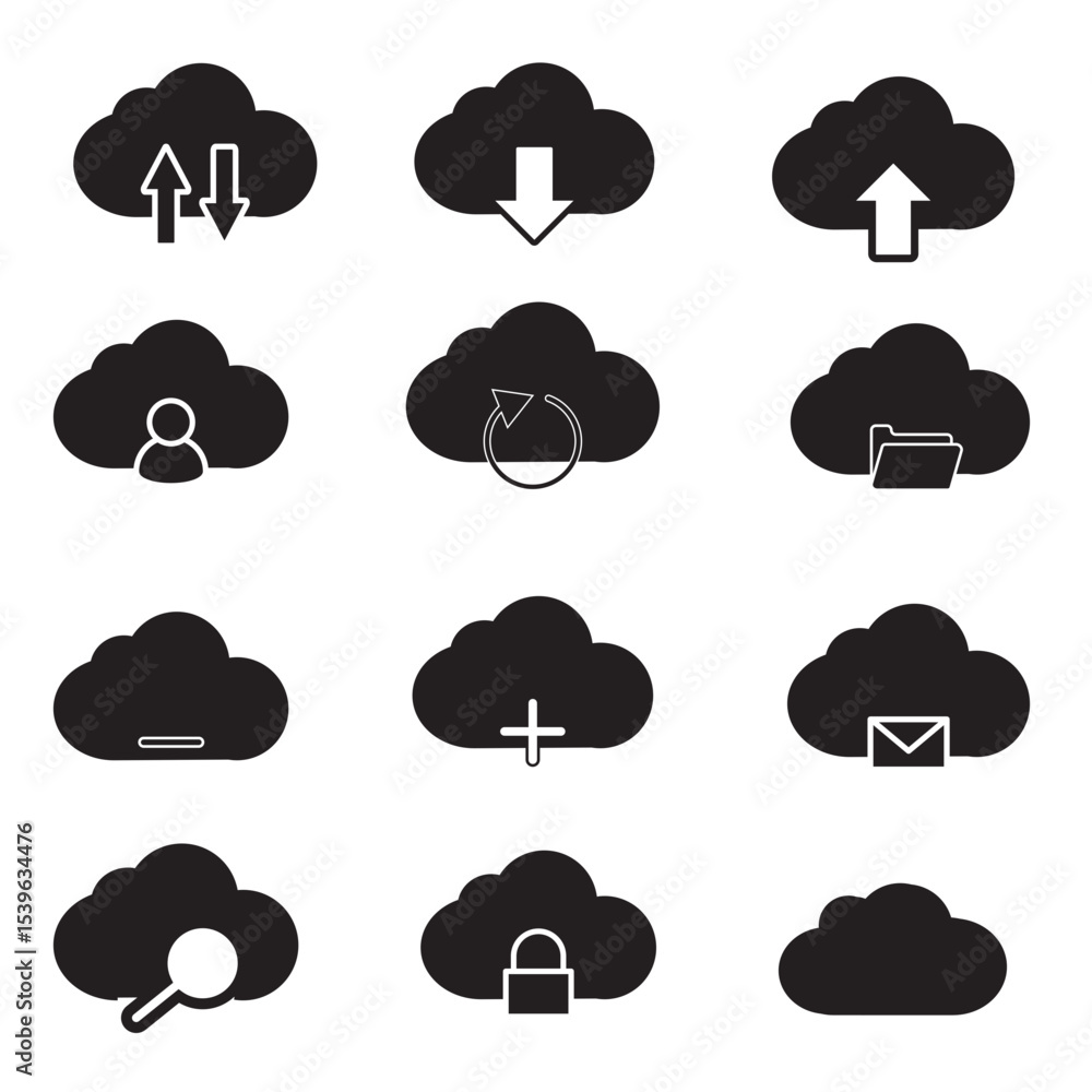 cloud computing sheet icon black cloud computing sheet icon black