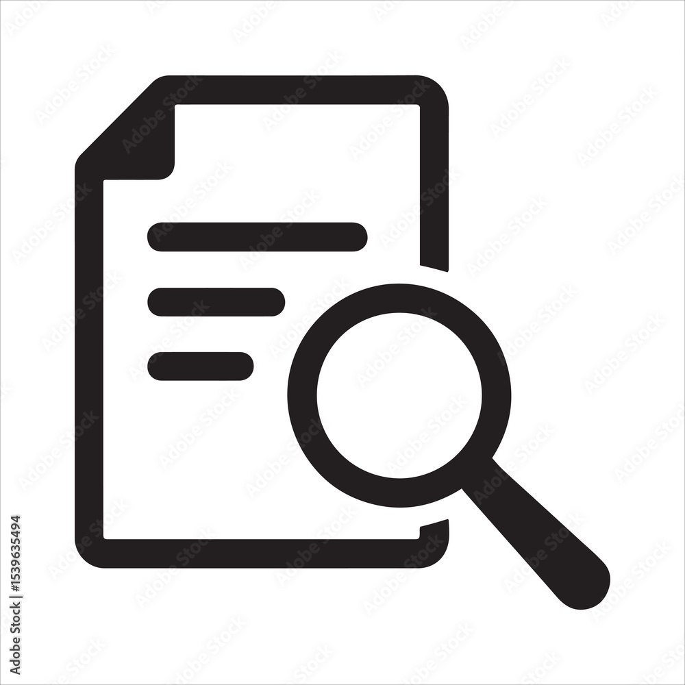 Magnifying glass examining a document detailed vector illustration Magnifying glass examining a document detailed vector illustration