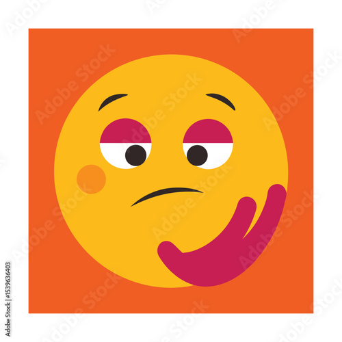 Bored Emoticon Leaning Head on Hand