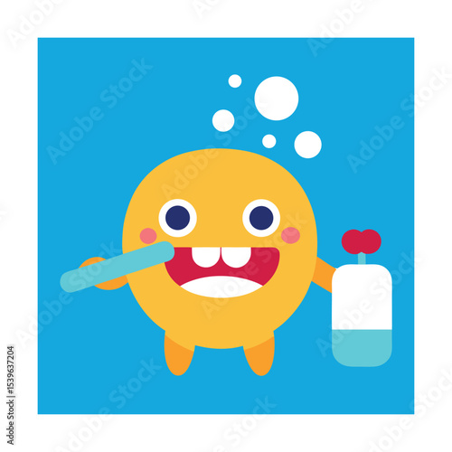 Toothbrush Emoticon Practicing Oral Hygiene