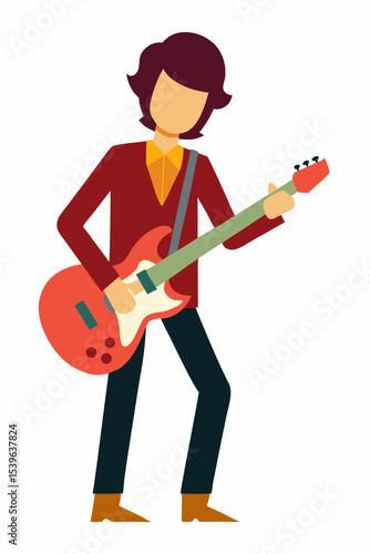 Electric Guitar Player Mastering the Strings, Chords, and Rhythm