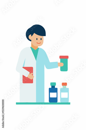 Pharmacist Preparing Medication Dispensing Healthcare and Wellness