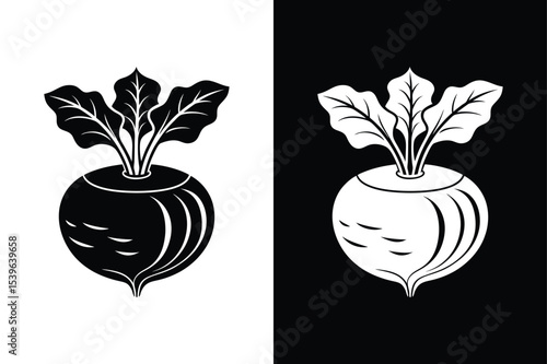 Kohlrabi Silhouette Vector. Simple Solid Icon for Healthy Food Designs