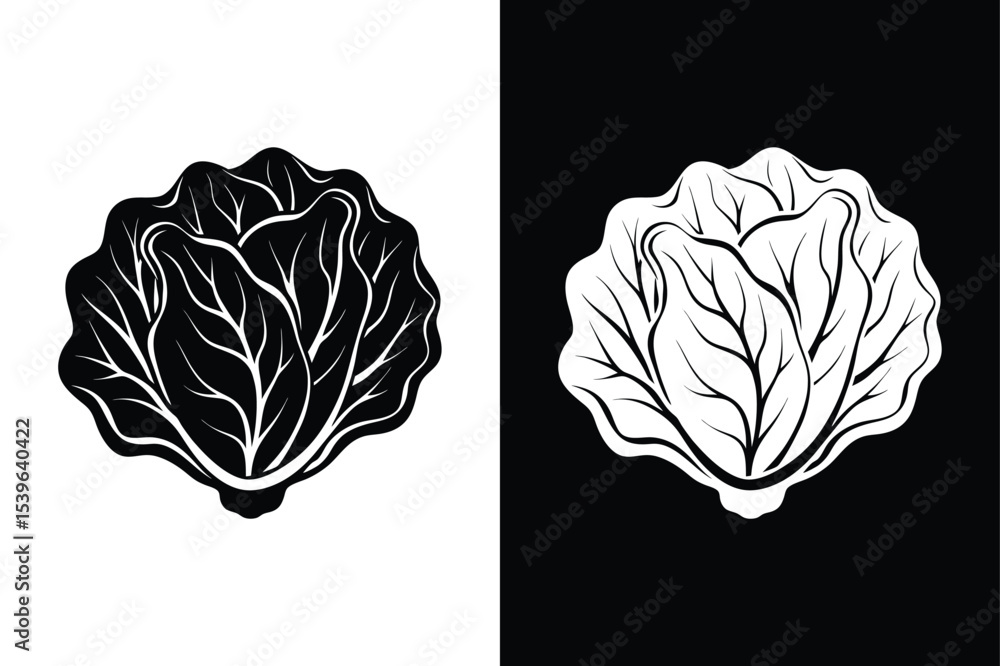 Simple Lettuce Vector Icon. Bold Silhouette Design for Organic Themes Simple Lettuce Vector Icon. Bold Silhouette Design for Organic Themes