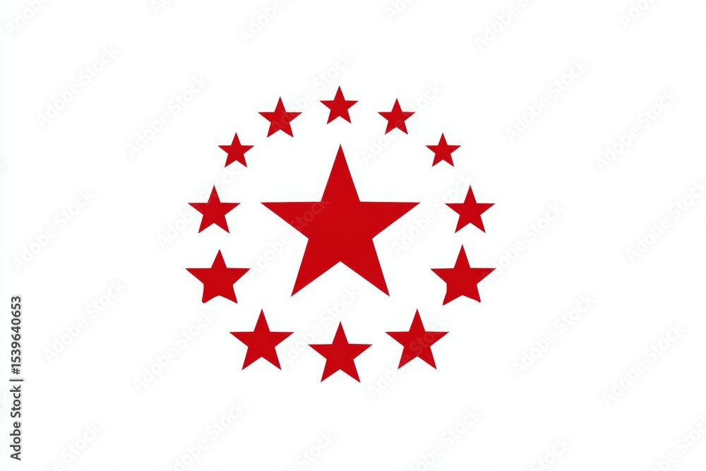 Red stars in circular pattern on white background Red stars in circular pattern on white background