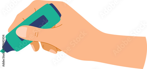 Hand Holding Highlighter for Marking

