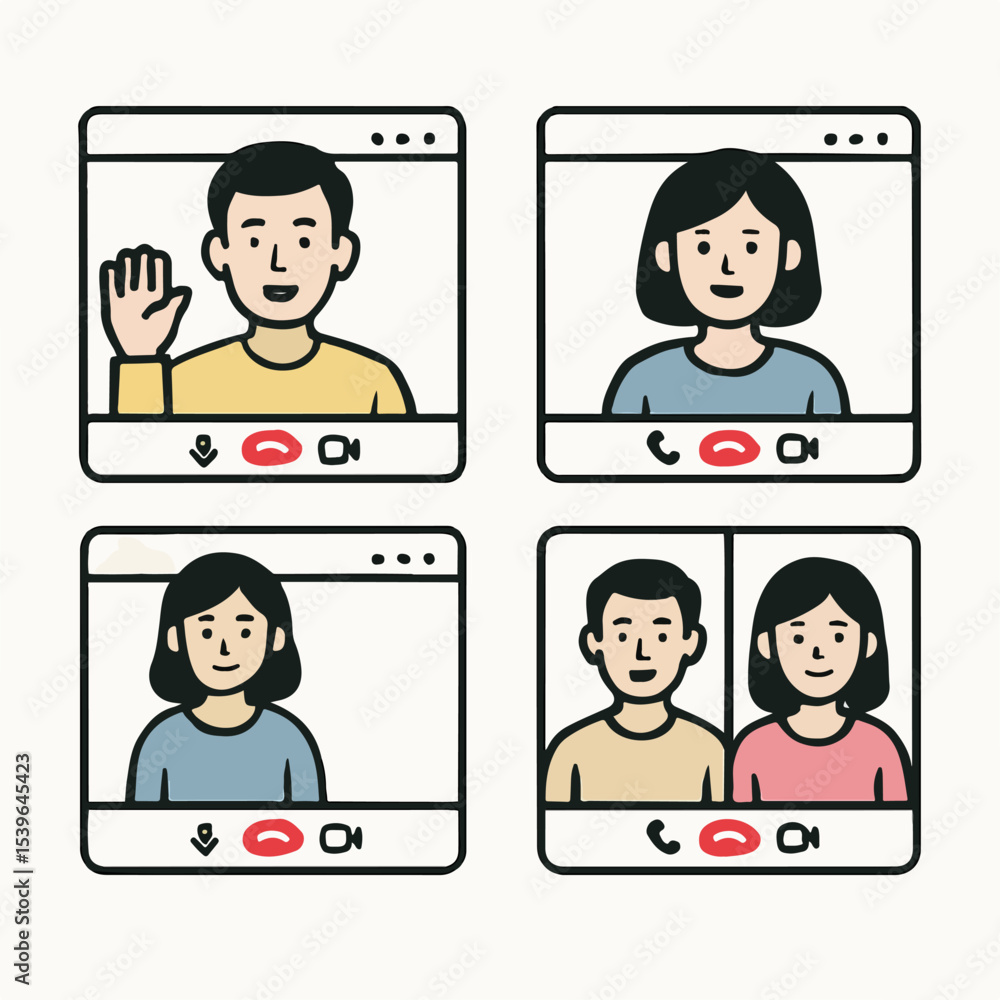 Fototapeta premium Set Vector Video call vector concept