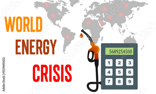 Illustration portraying the link between political tensions and the global energy crisis caused by increasing fuel expenses.